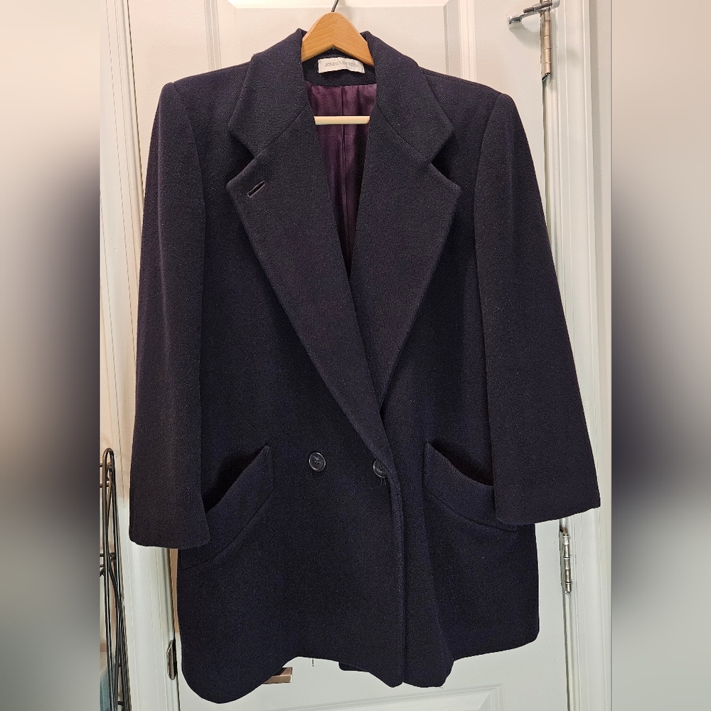 Jones New York Mens Wool Overcoat Blue Great Condition